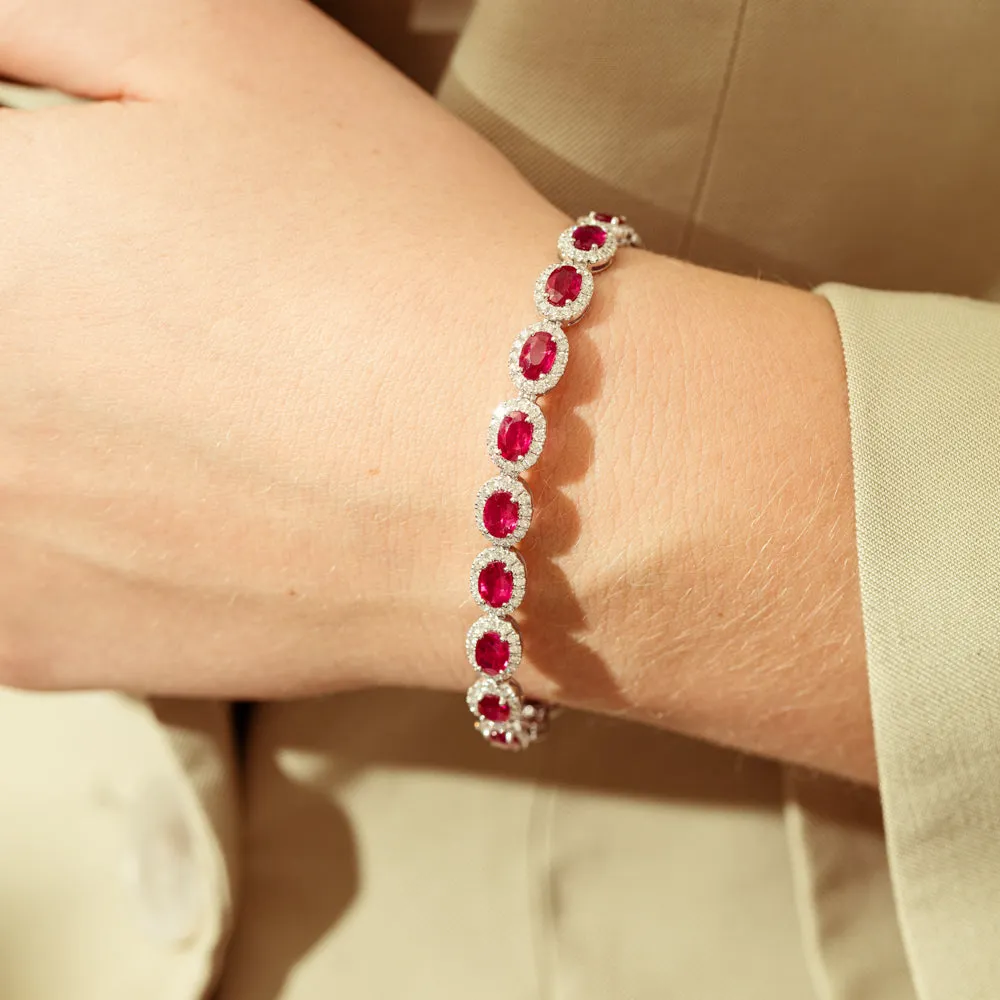 18ct White Gold 10.50ct Ruby and Diamond Bracelet