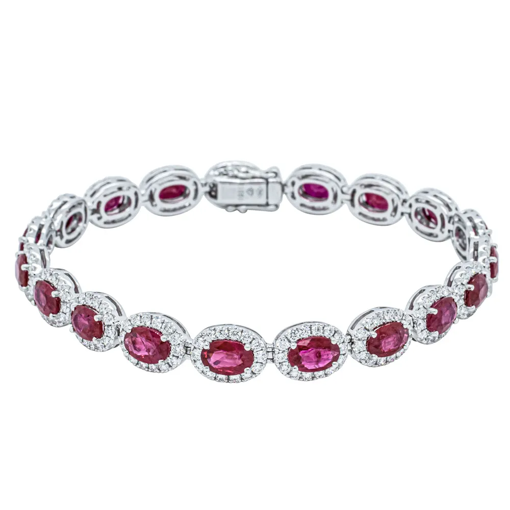 18ct White Gold 10.50ct Ruby and Diamond Bracelet