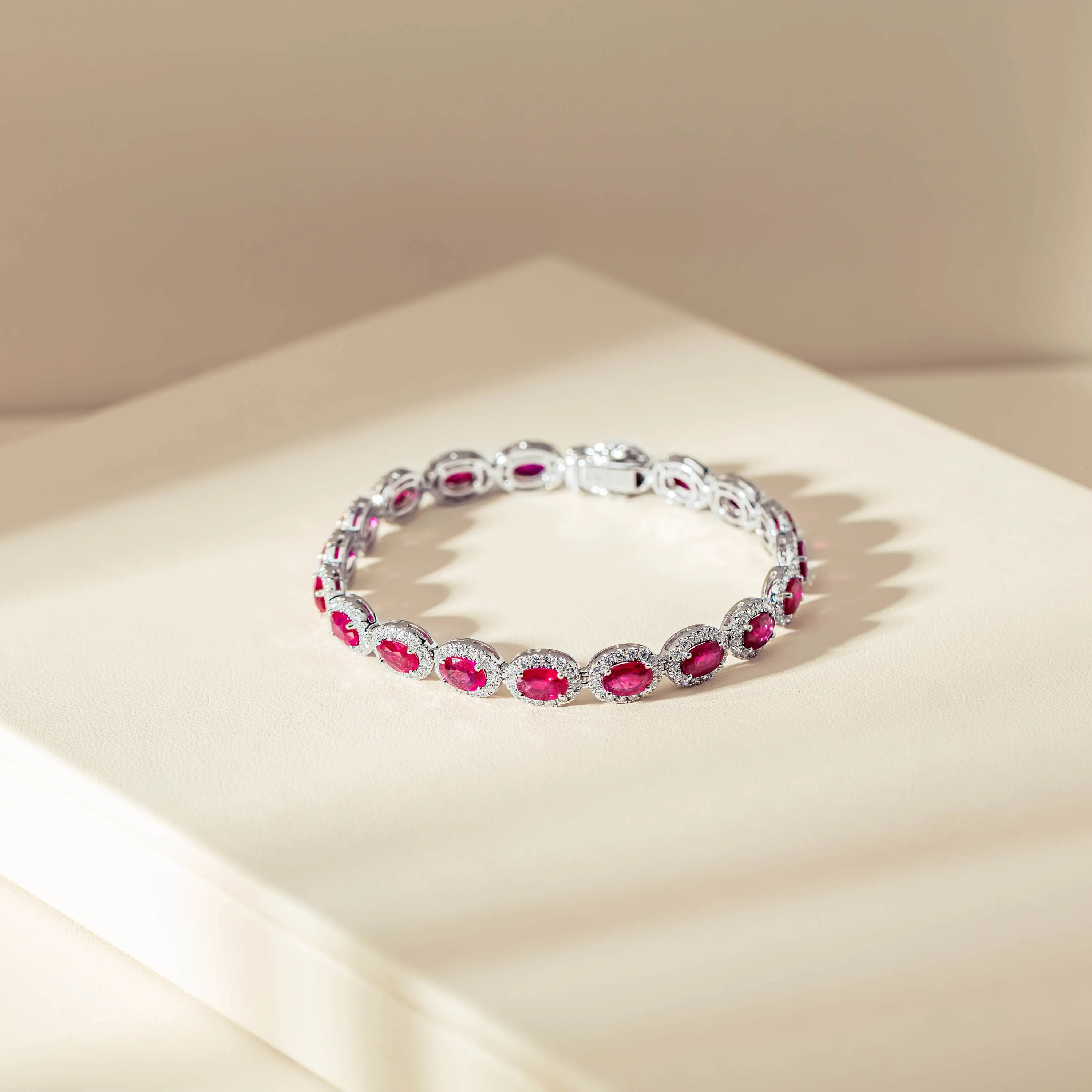 18ct White Gold 10.50ct Ruby and Diamond Bracelet