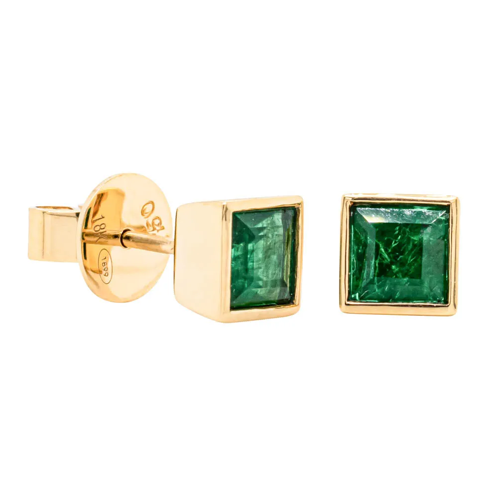 18ct Yellow Gold 1.55ct Emerald Stud Earrings