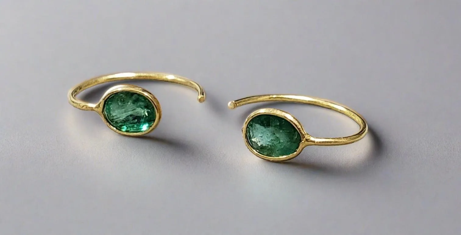18k Gold Emerald Drop Earrings