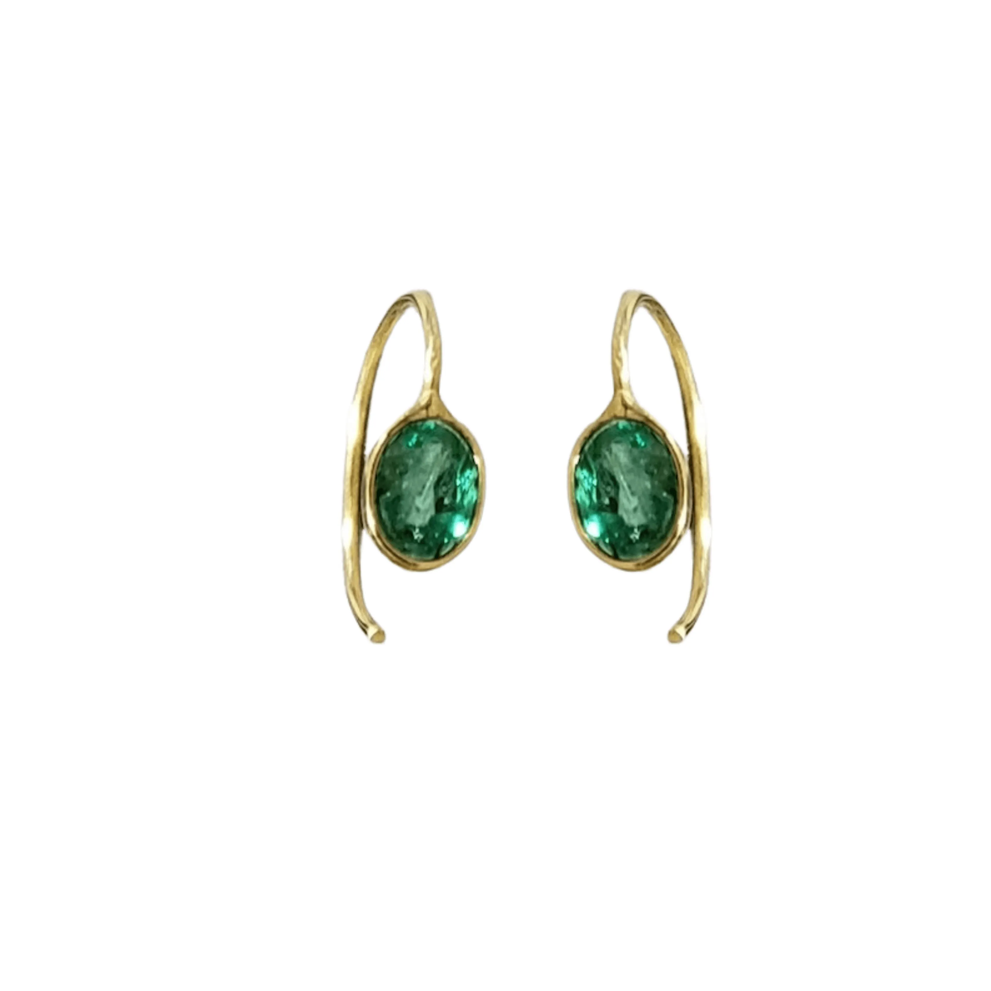 18k Gold Emerald Drop Earrings