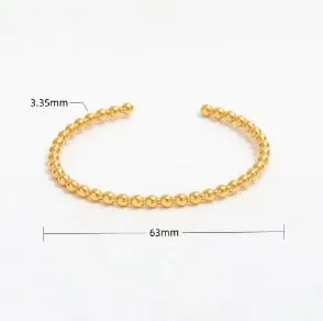 18K Gold-Filled Beaded Cuff Bangle Bracelet