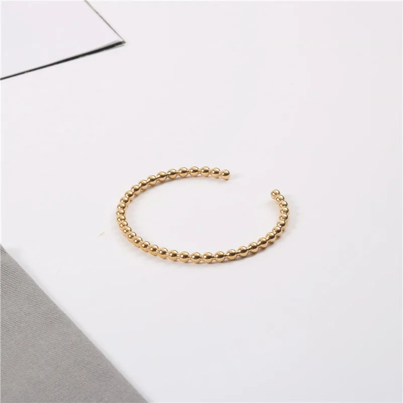 18K Gold-Filled Beaded Cuff Bangle Bracelet
