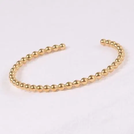 18K Gold-Filled Beaded Cuff Bangle Bracelet