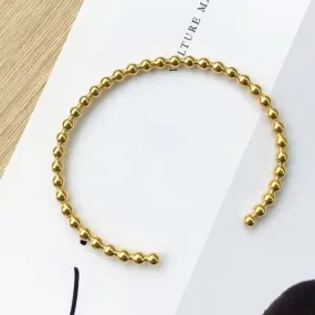 18K Gold-Filled Beaded Cuff Bangle Bracelet