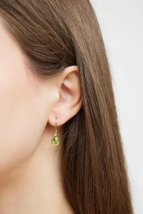 18K Green Peridot Teardrop Earring