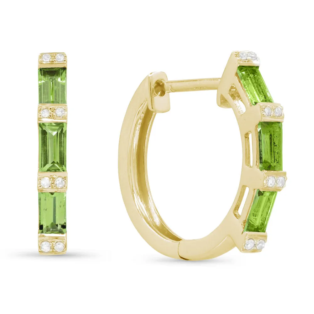 18" 0.77Ct Peridot Hoops Earrings In 14K Yellow Gold