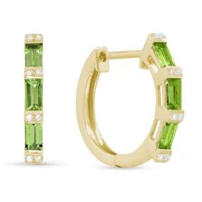 18" 0.77Ct Peridot Hoops Earrings In 14K Yellow Gold