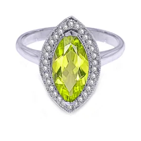 2.15 Carat 14K Solid White Gold Ring Diamond Marquis Peridot
