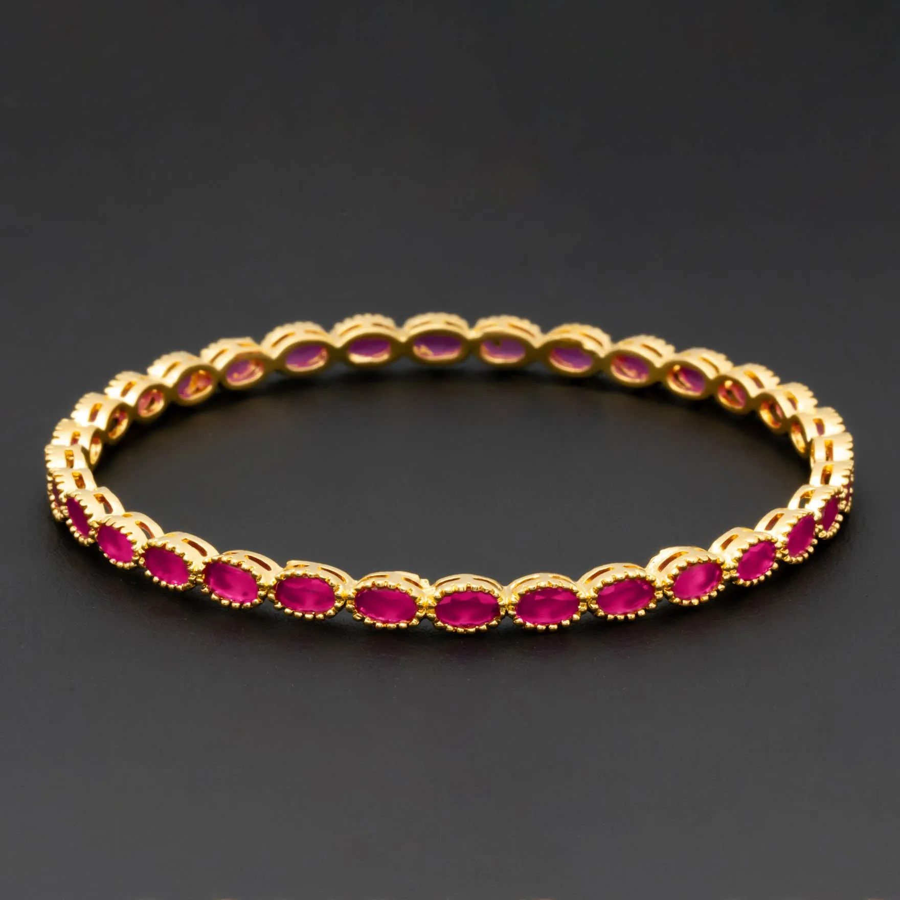 24ct Heavy Gold Plated Stone Bangle PSB17R-032