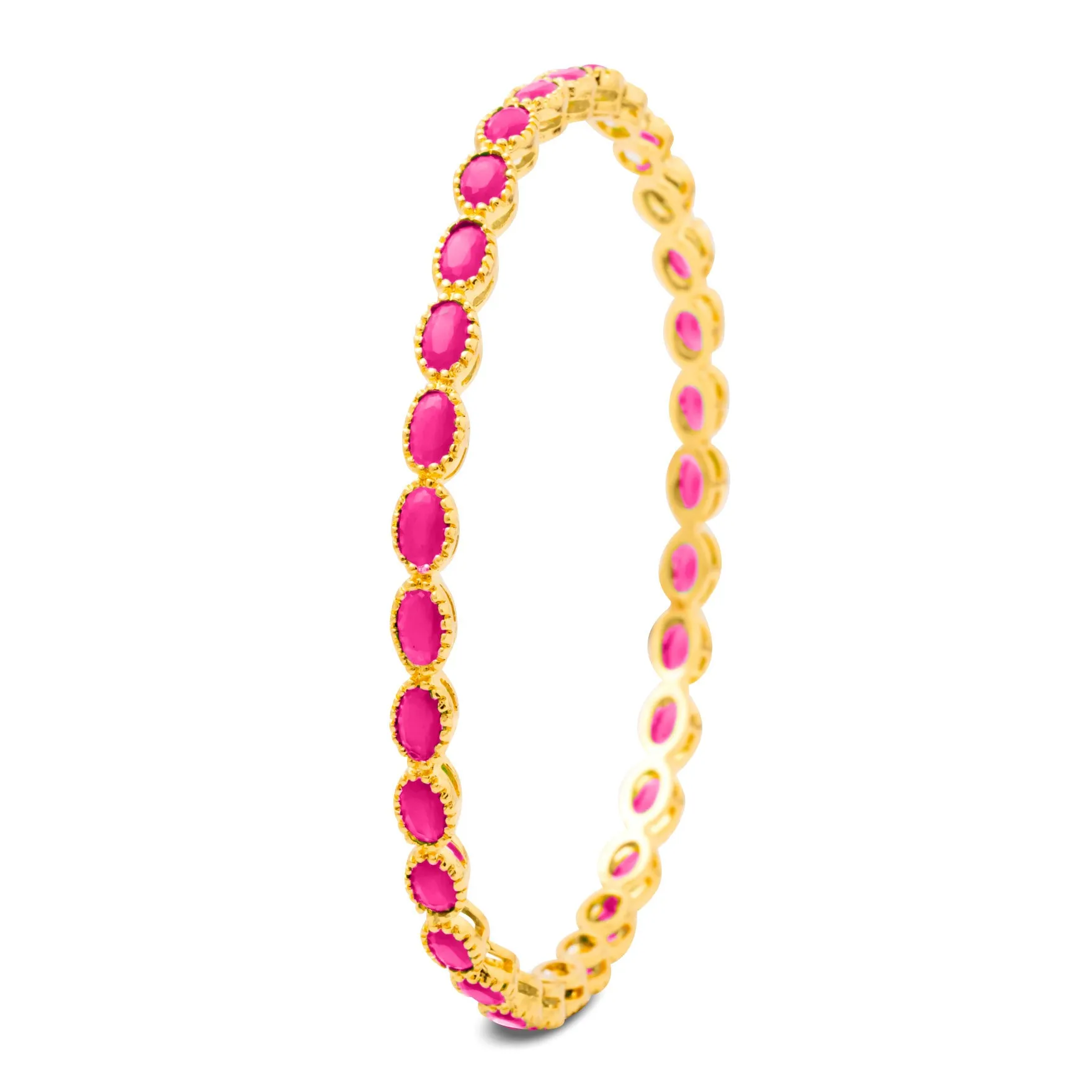 24ct Heavy Gold Plated Stone Bangle PSB17R-032
