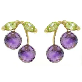 2.9 Carat 14K Solid Yellow Gold Earrings Amethyst Peridot