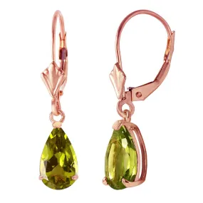 3 Carat 14K Solid Rose Gold Leverback Earrings Peridot