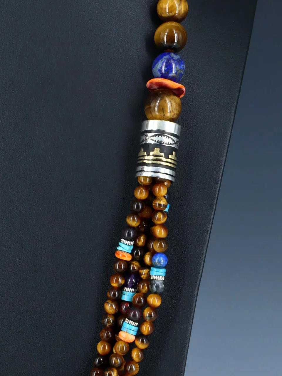 30" Navajo Tiger Eye Multi Strand Beaded Necklace