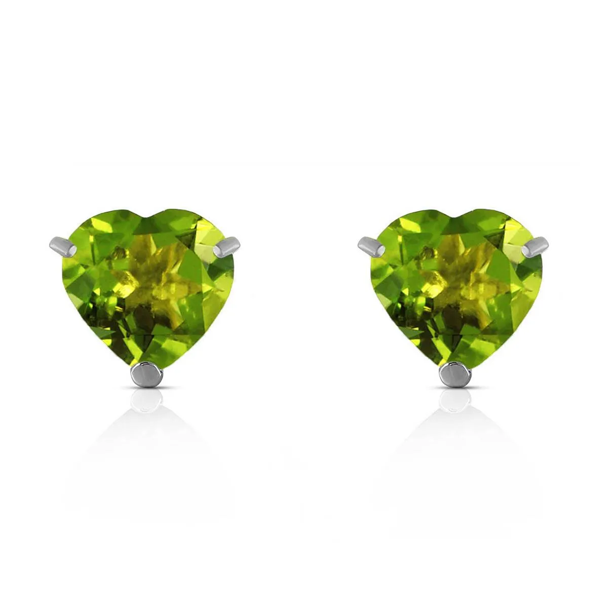 3.25 Carat 14K Solid White Gold Warm Shimmer Peridot Earrings