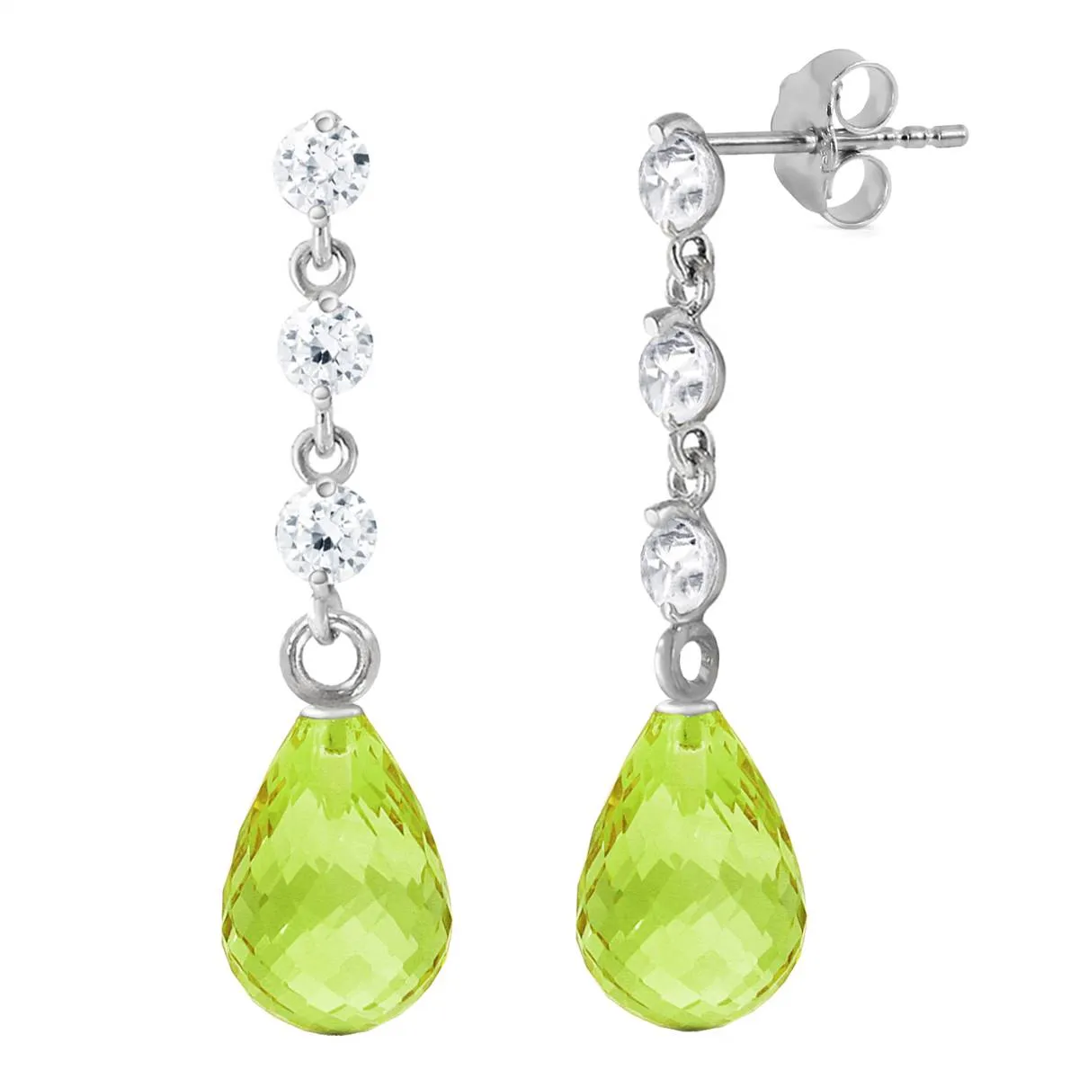 3.3 Carat 14K Solid White Gold Dizzy Love Peridot Diamond Earrings