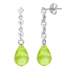 3.3 Carat 14K Solid White Gold Dizzy Love Peridot Diamond Earrings