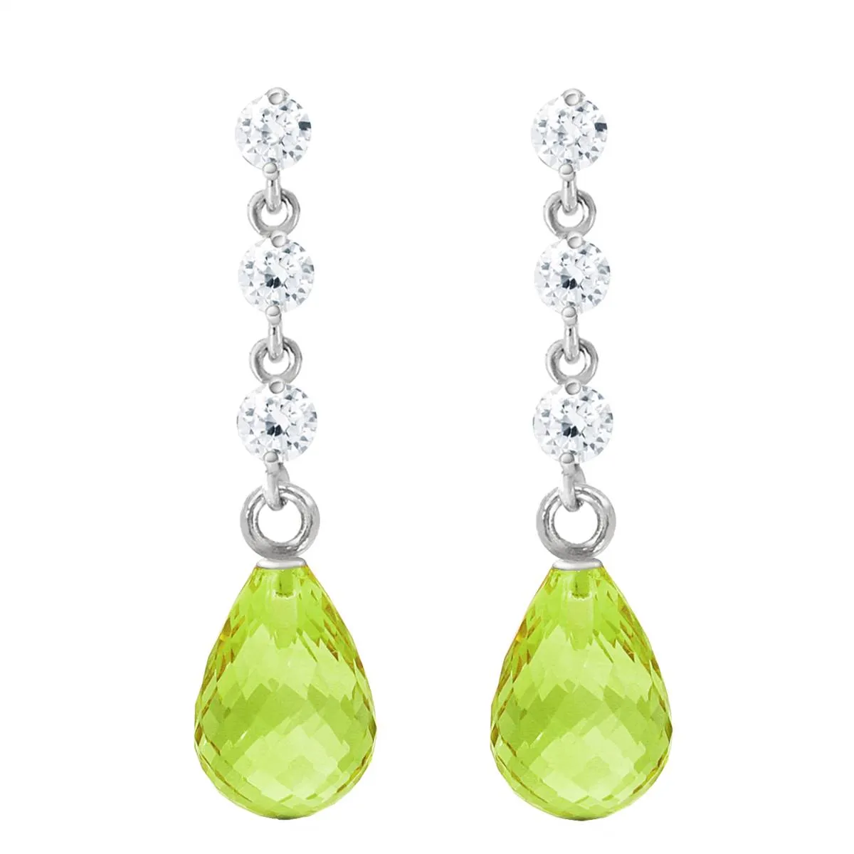 3.3 Carat 14K Solid White Gold Dizzy Love Peridot Diamond Earrings