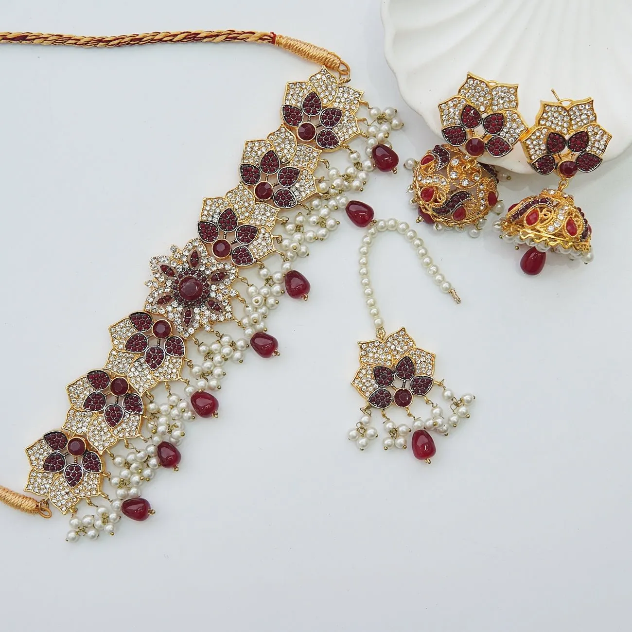 3D Design Jhumka Choker Set