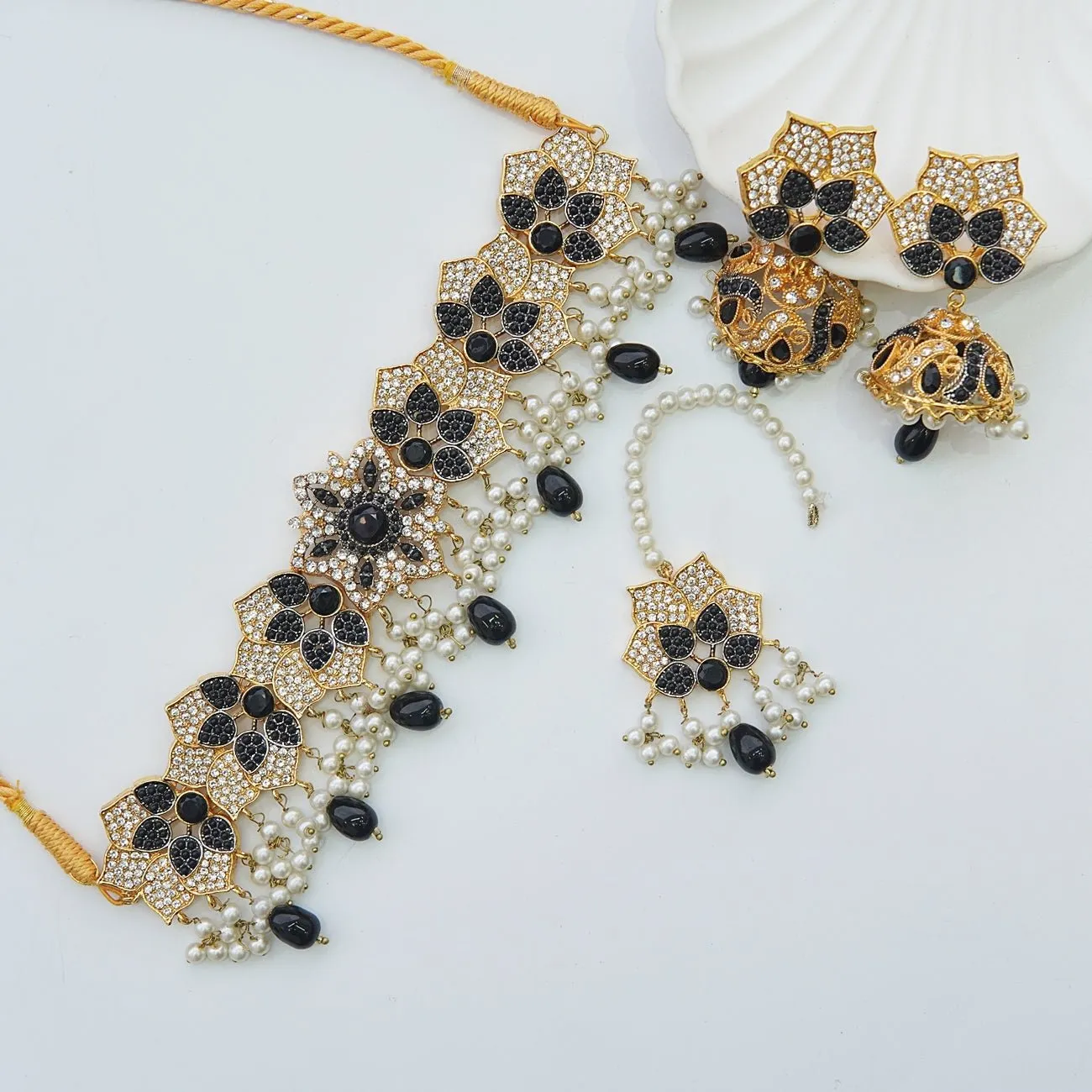 3D Design Jhumka Choker Set