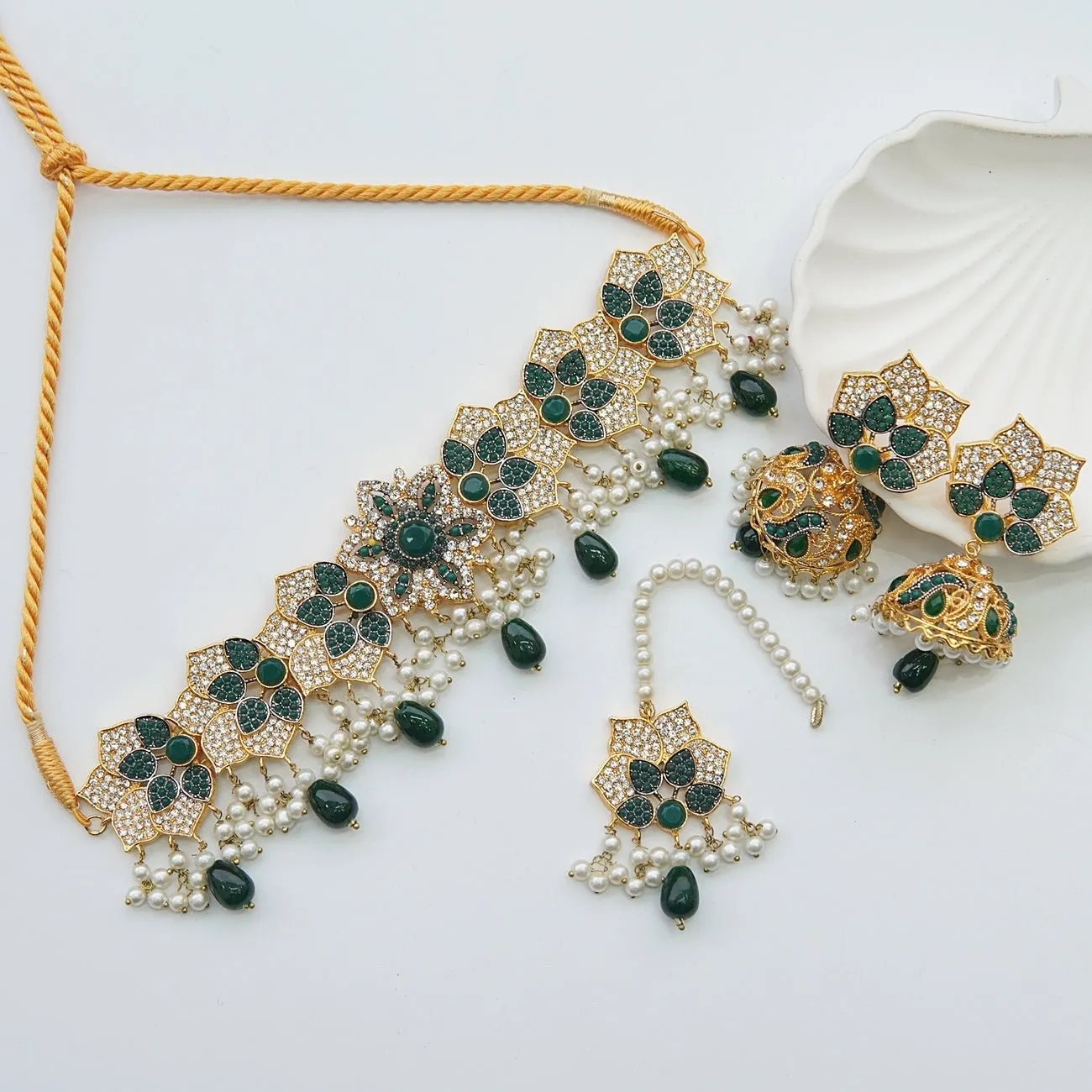 3D Design Jhumka Choker Set