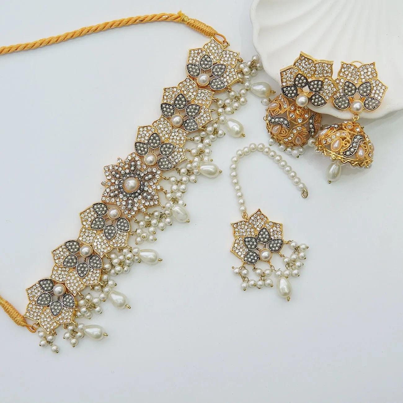 3D Design Jhumka Choker Set