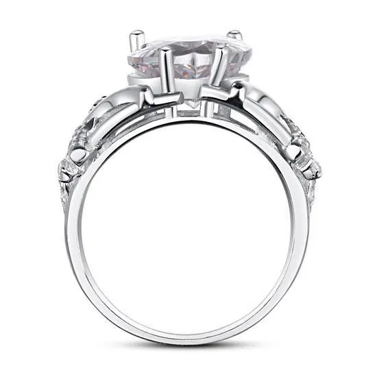 4 Carat Pear Cut Created Zirconia 925 Sterling Silver Wedding Anniversary Ring MJXFR8018