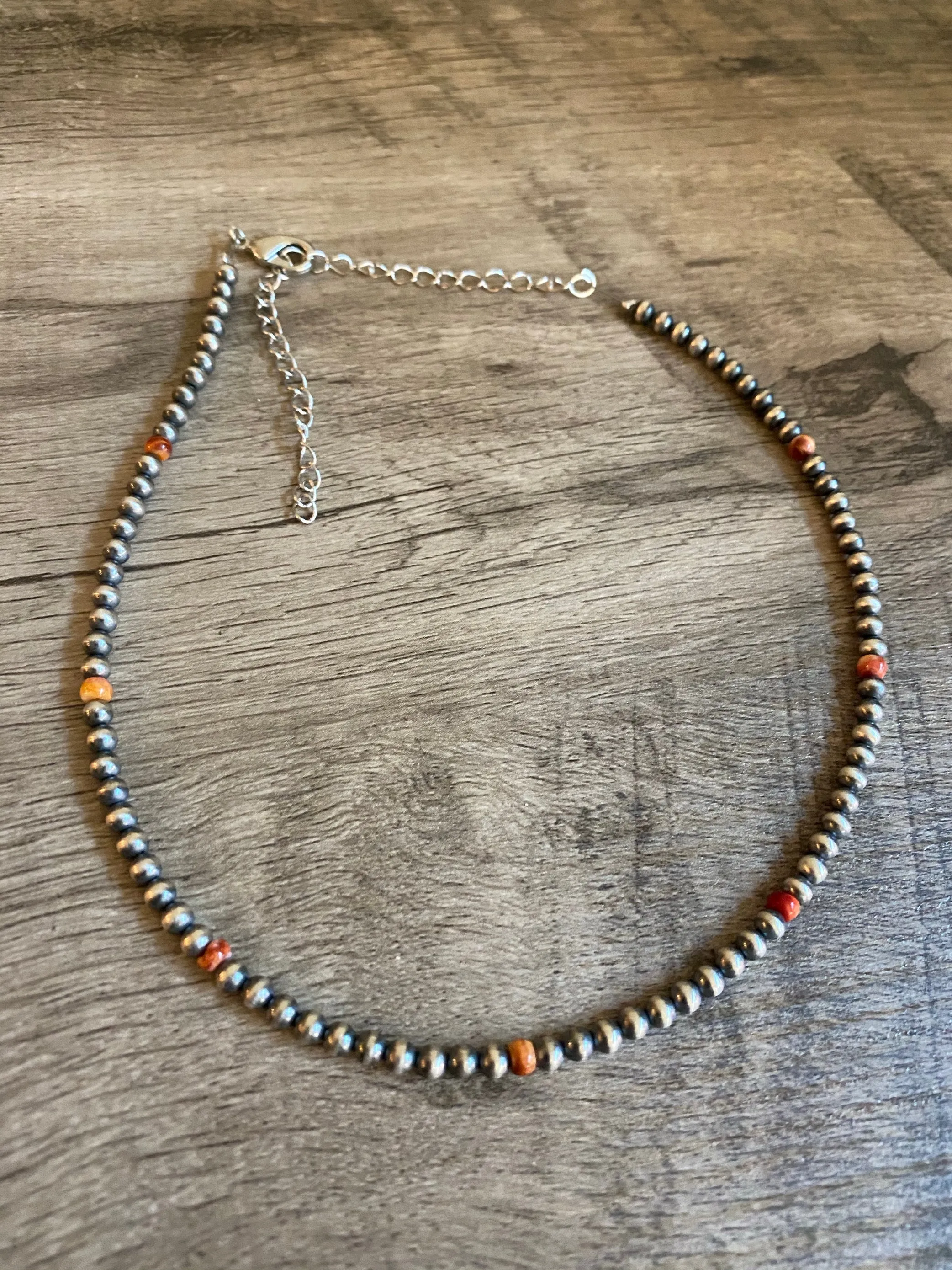 4 mm Sterling Silver Pearls choker with spiny