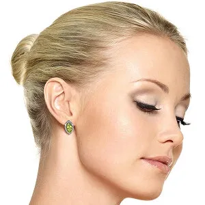 4.3 Carat 14K Solid White Gold French Clips Earrings Diamond Peridot