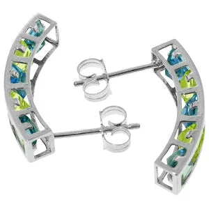 4.5 Carat 14K Solid White Gold Earrings Natural Blue Topaz Peridot