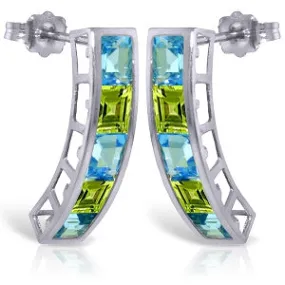 4.5 Carat 14K Solid White Gold Earrings Natural Blue Topaz Peridot