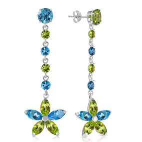 4.8 Carat 14K Solid White Gold Chandelier Earrings Natural Blue Topaz