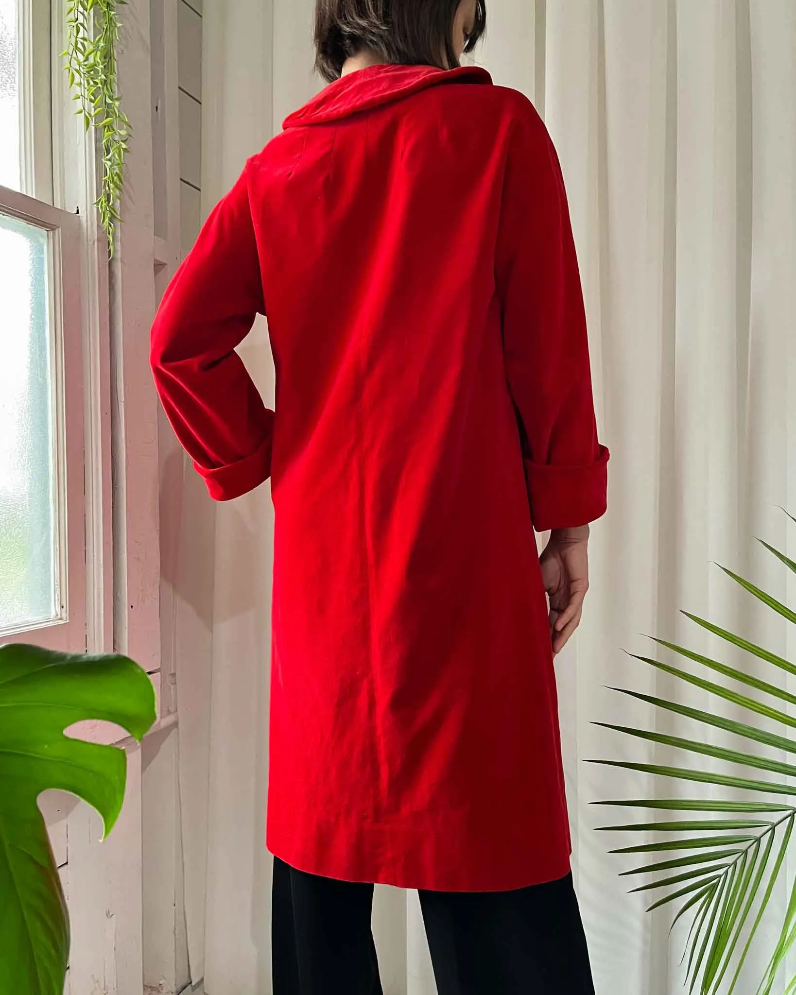 60s Red Velvet Evening Jacket | S
