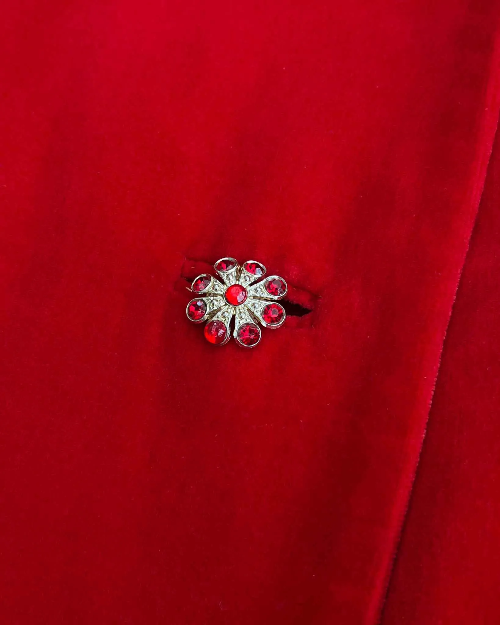 60s Red Velvet Evening Jacket | S