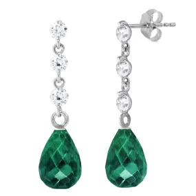 6.9 Carat 14K Solid White Gold Many Thanks Emerald Diamond Earrings