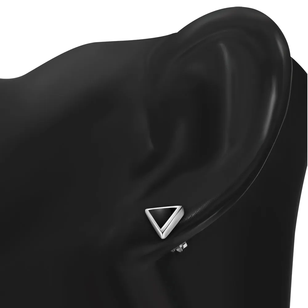 7.00mm | Black Onyx Triangle Silver Stud Earrings