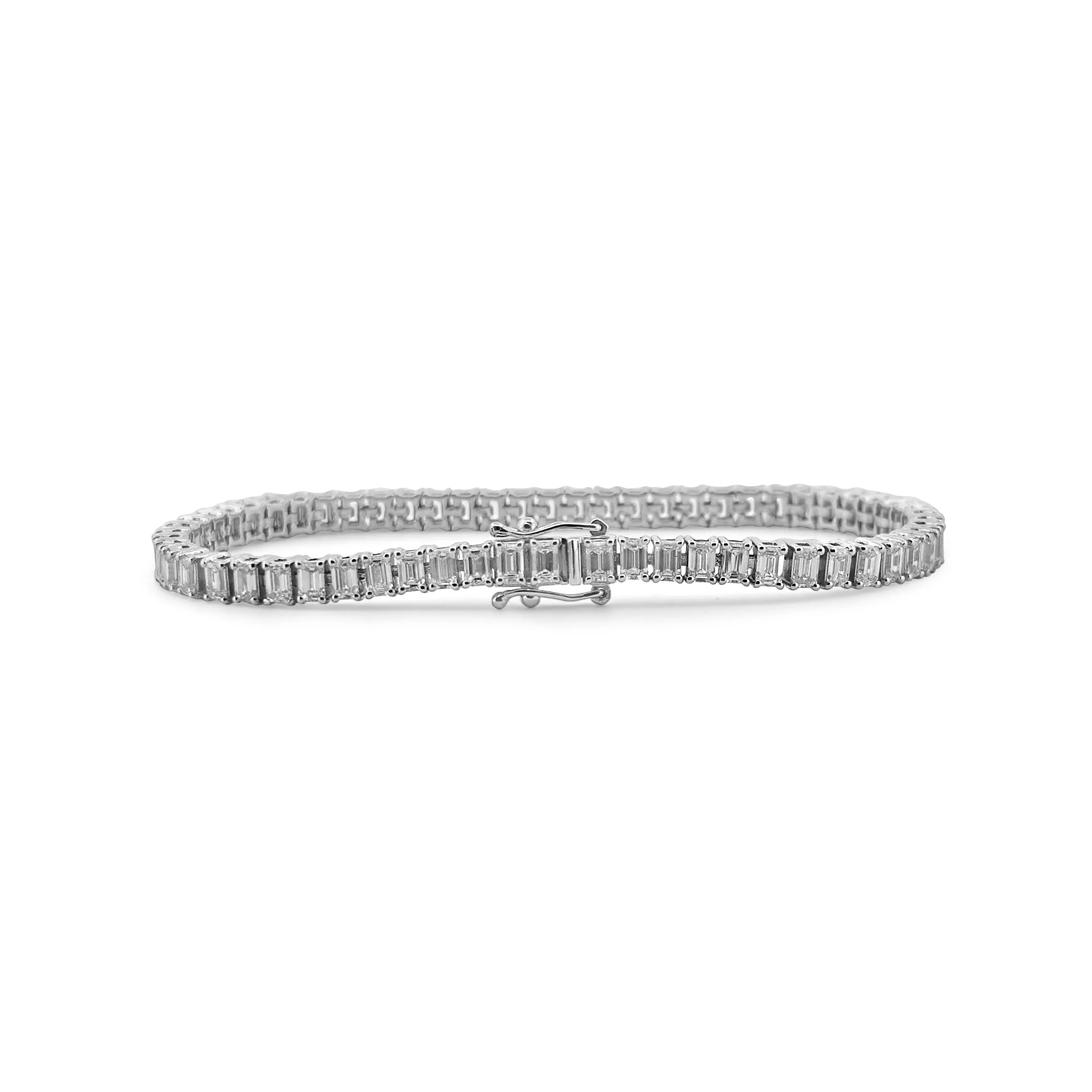 7.07ctw Emerald Cut Lab-Grown Diamond Tennis Bracelet in 14k Gold
