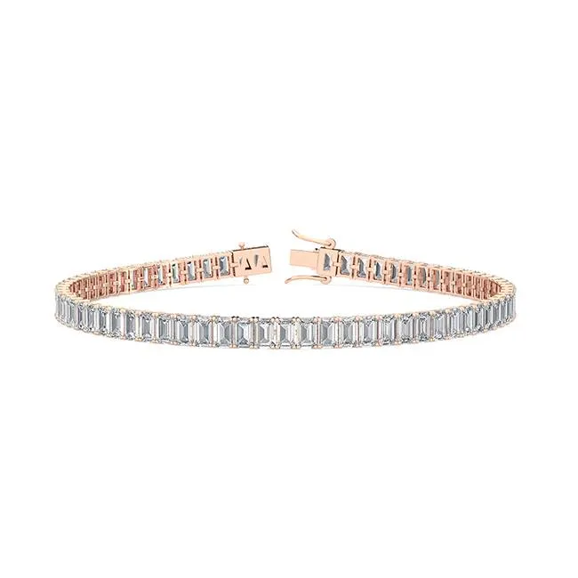 7.07ctw Emerald Cut Lab-Grown Diamond Tennis Bracelet in 14k Gold