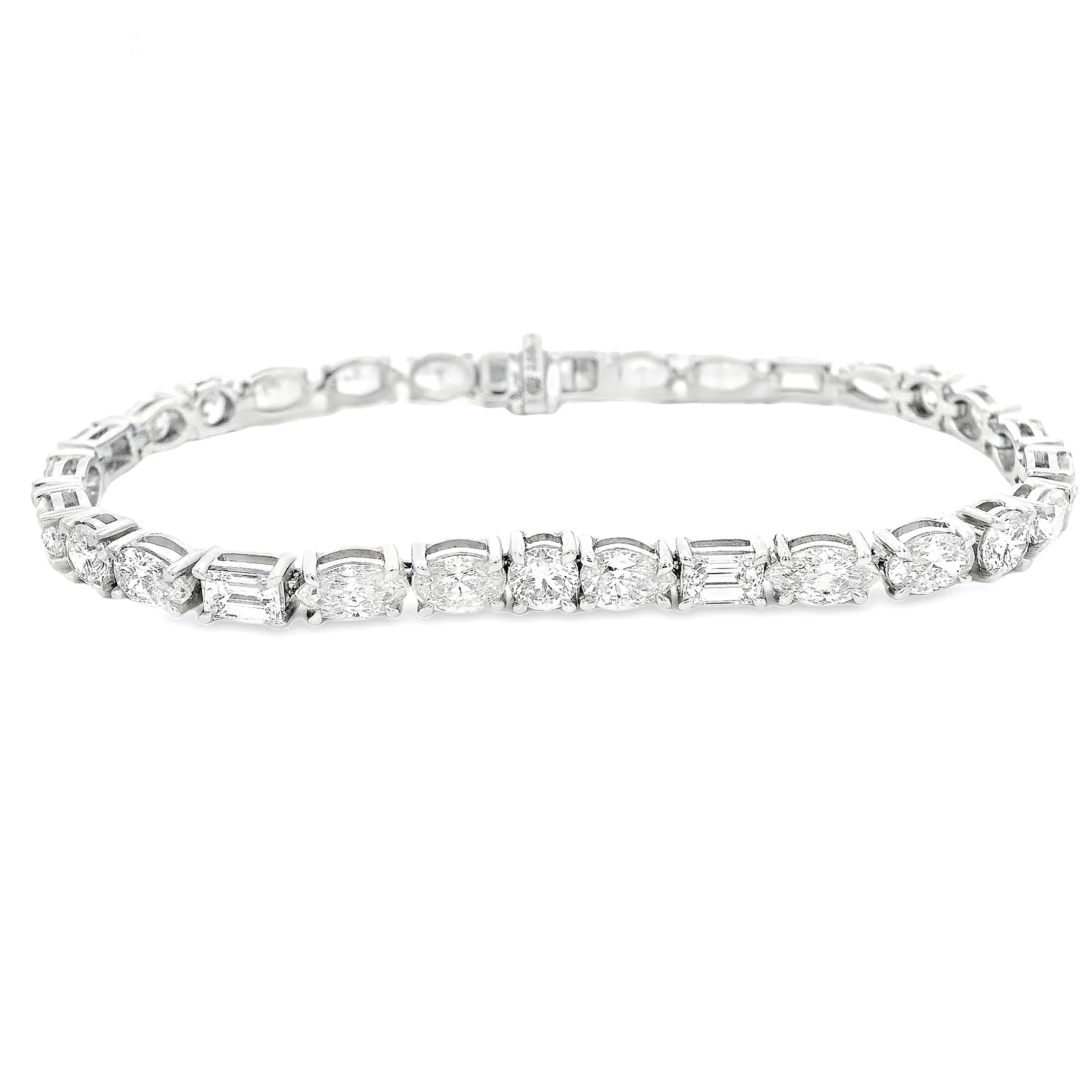 8.73ct 18k White Gold Mixed Shape Diamond Bracelet