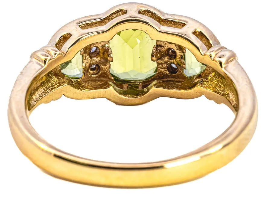 9ct Yellow Gold Peridot and Diamond Ring