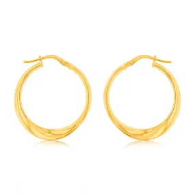 9ct Yellow Gold Silverfilled Fancy 20mm Hoop Earrings