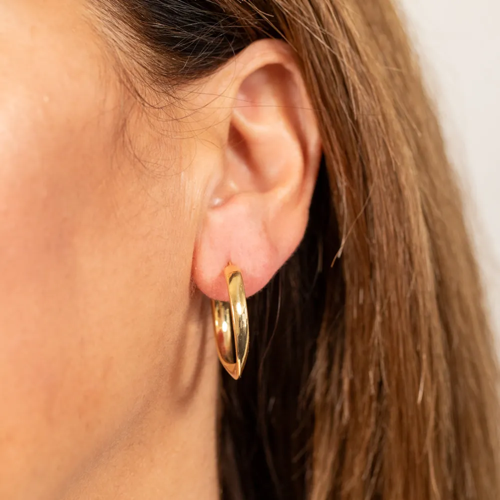 9ct Yellow Gold Silverfilled Fancy 20mm Hoop Earrings