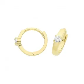 9ct Yellow Gold Single Zirconia Earrings with Hinged Design ES1672
