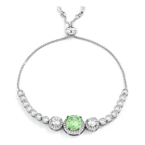 Abigail Lt Green Graduated CZ Bolo Slider Bracelet