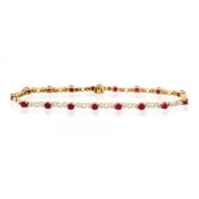 Acotis Diamonds 18K Gold 0.17ct Diamond Ruby Bracelet H1126