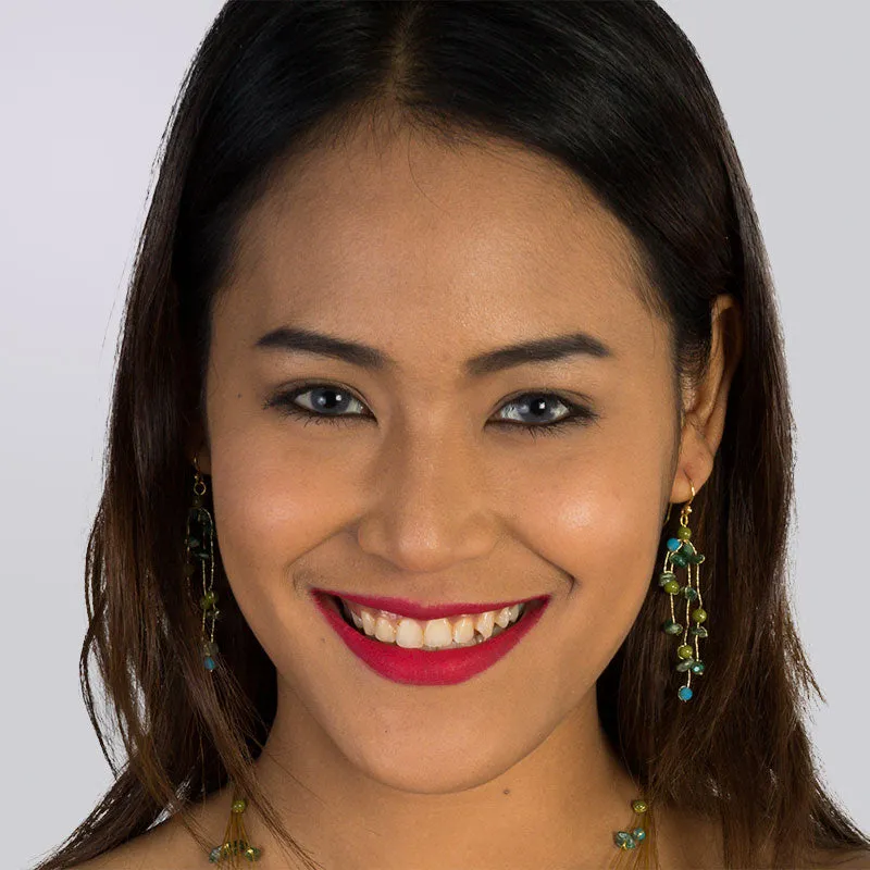 Akha Floating Earrings in Lava Rocks