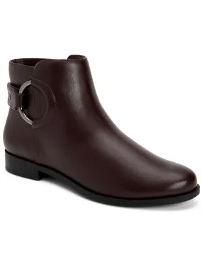 ALFANI Womens Maroon O-Ring Detail Cushioned Round Toe Stacked Heel Zip-Up Booties M