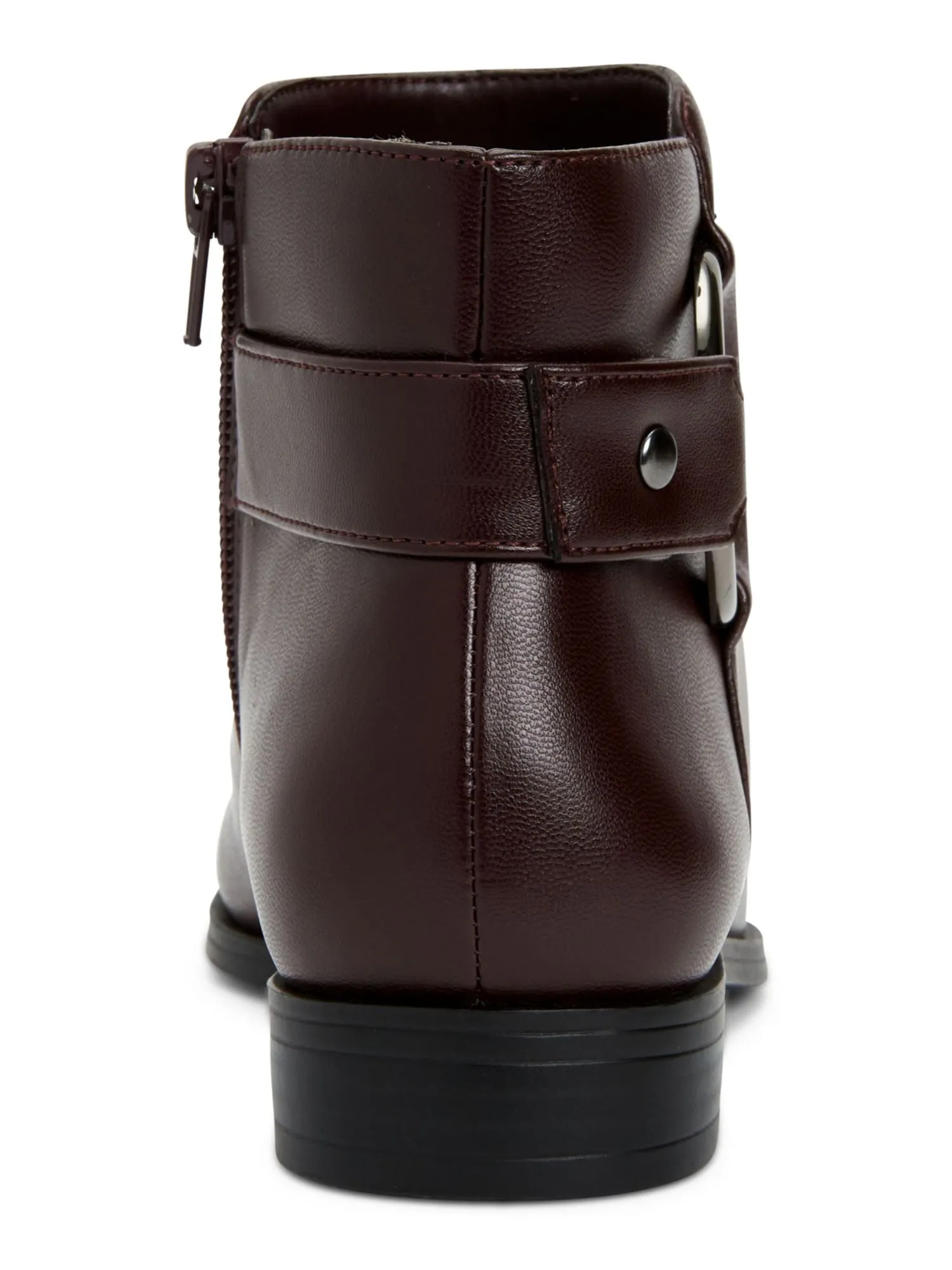 ALFANI Womens Maroon O-Ring Detail Cushioned Round Toe Stacked Heel Zip-Up Booties M
