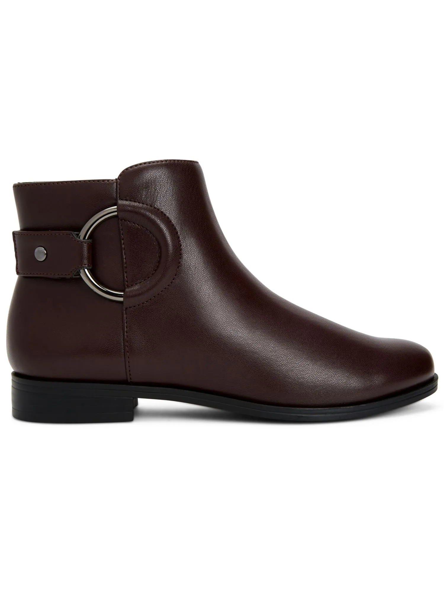 ALFANI Womens Maroon O-Ring Detail Cushioned Round Toe Stacked Heel Zip-Up Booties M